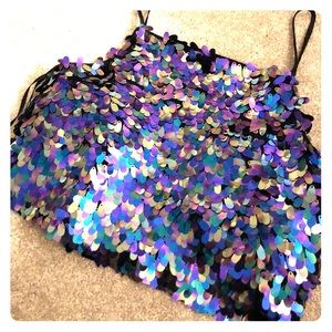 Sequin crop halter top